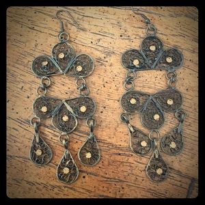 Bronze color chandelier earrings